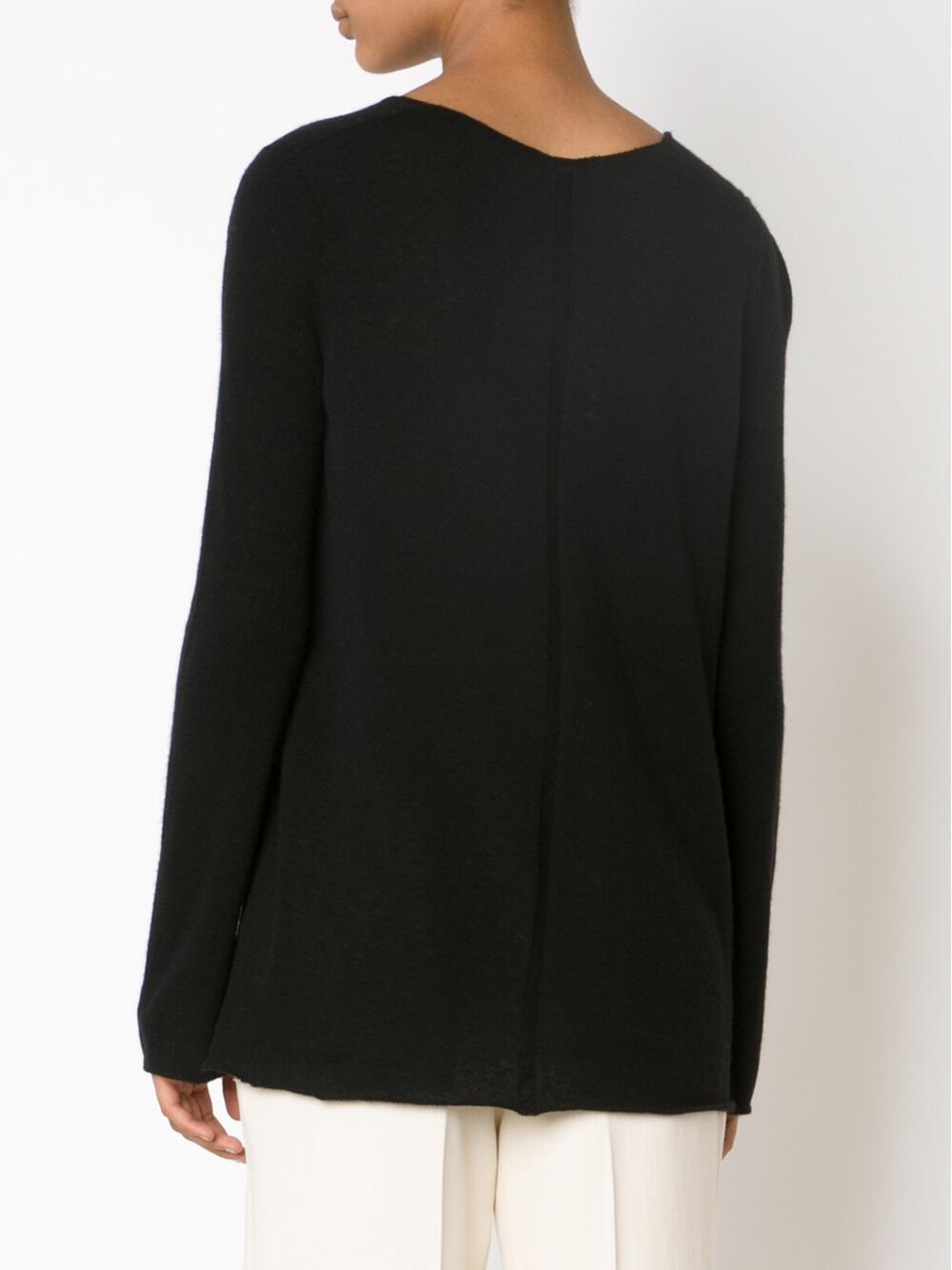 The Row - Dory Black Cashmere & Silk V-Neck Sweater
