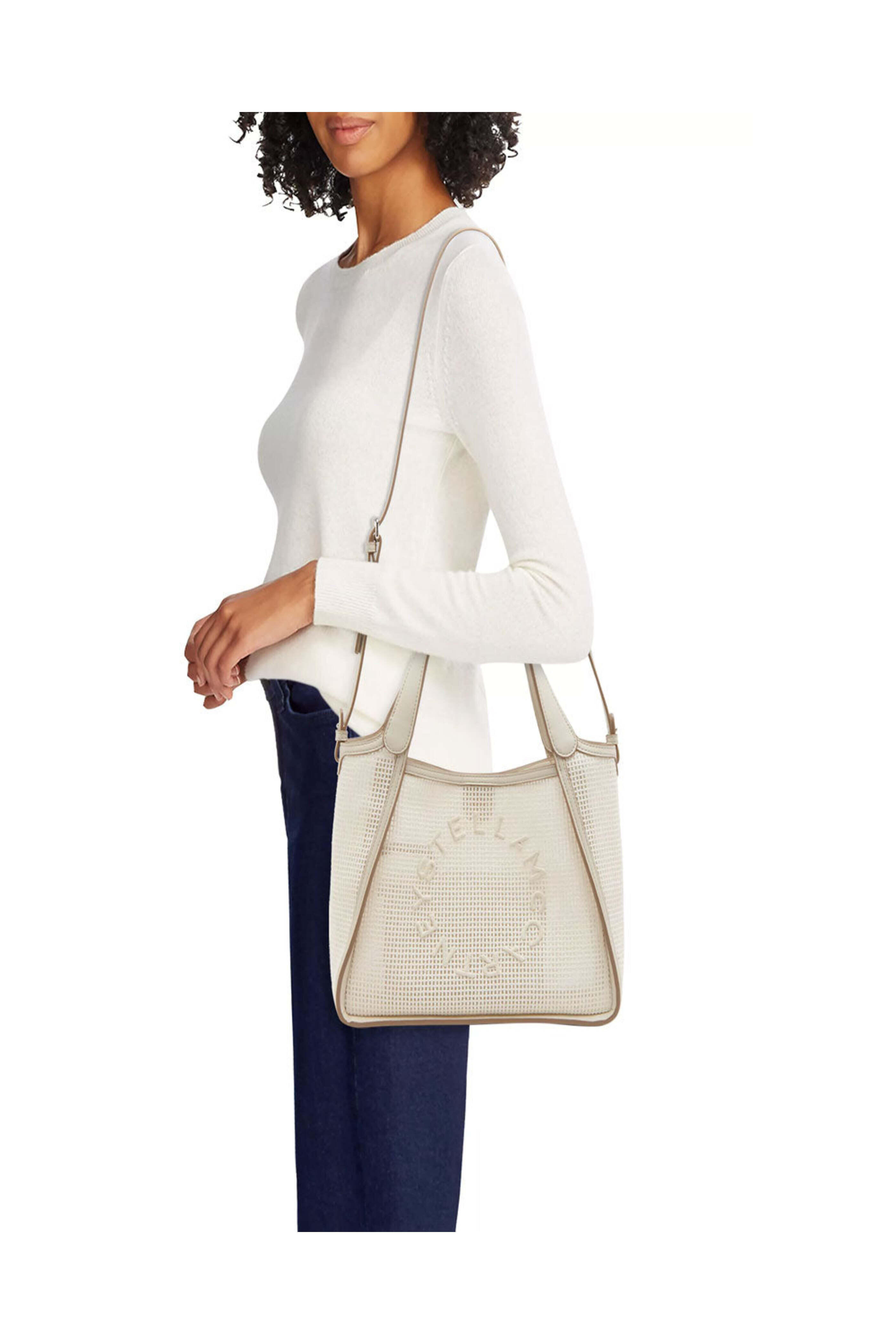 Stella McCartney - Logo Eco Embroidered Mesh Bag in Magnolia