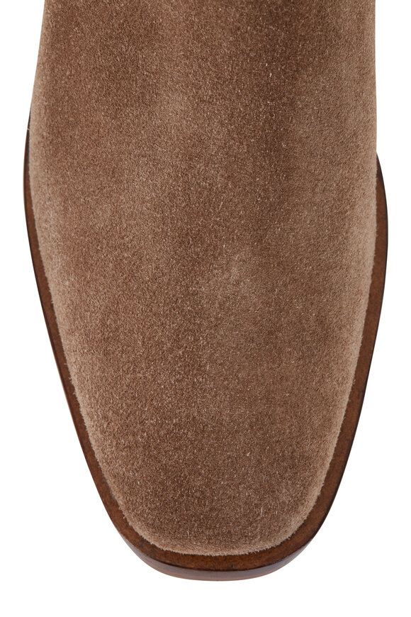 Aquatalia - Carisa Light Taupe Suede Short Boot, 30mm