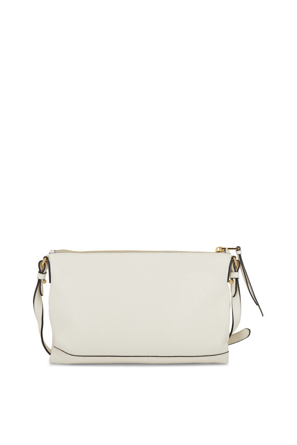 Prada - Ivory Grain Leather Zip Guitar Strap Crossbody