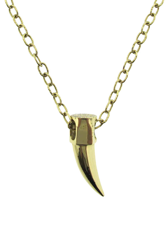 Loree Rodkin Yellow Gold Small Horn Pendant Necklace
