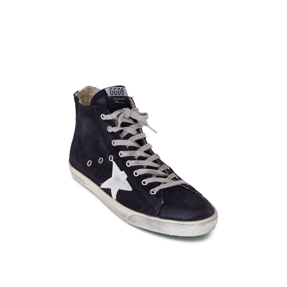 【GOLDEN 】FRANCY NAVY Golden Goose Navy Suede Francy High-Top Sneakers Golden