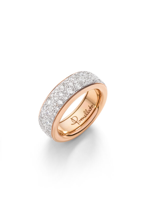 Pomellato 18k Rose Gold Diamond Iconica Slim Ring