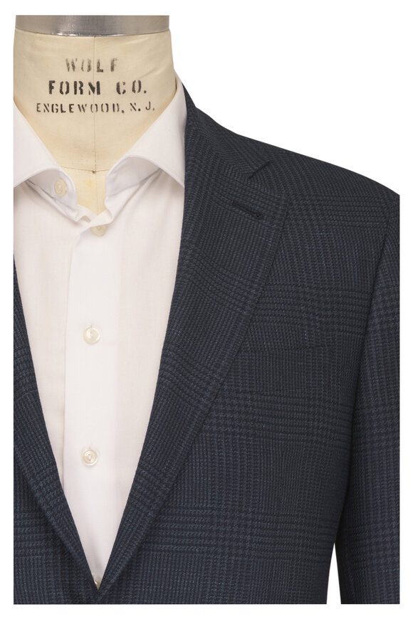 Canali Teal & Navy Blue Plaid Sportcoat - view 1