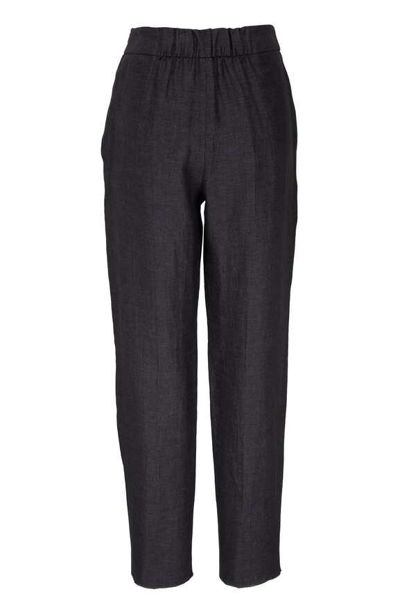 Agnona - NY Flat Front Batavia Linen Caviar Pant 