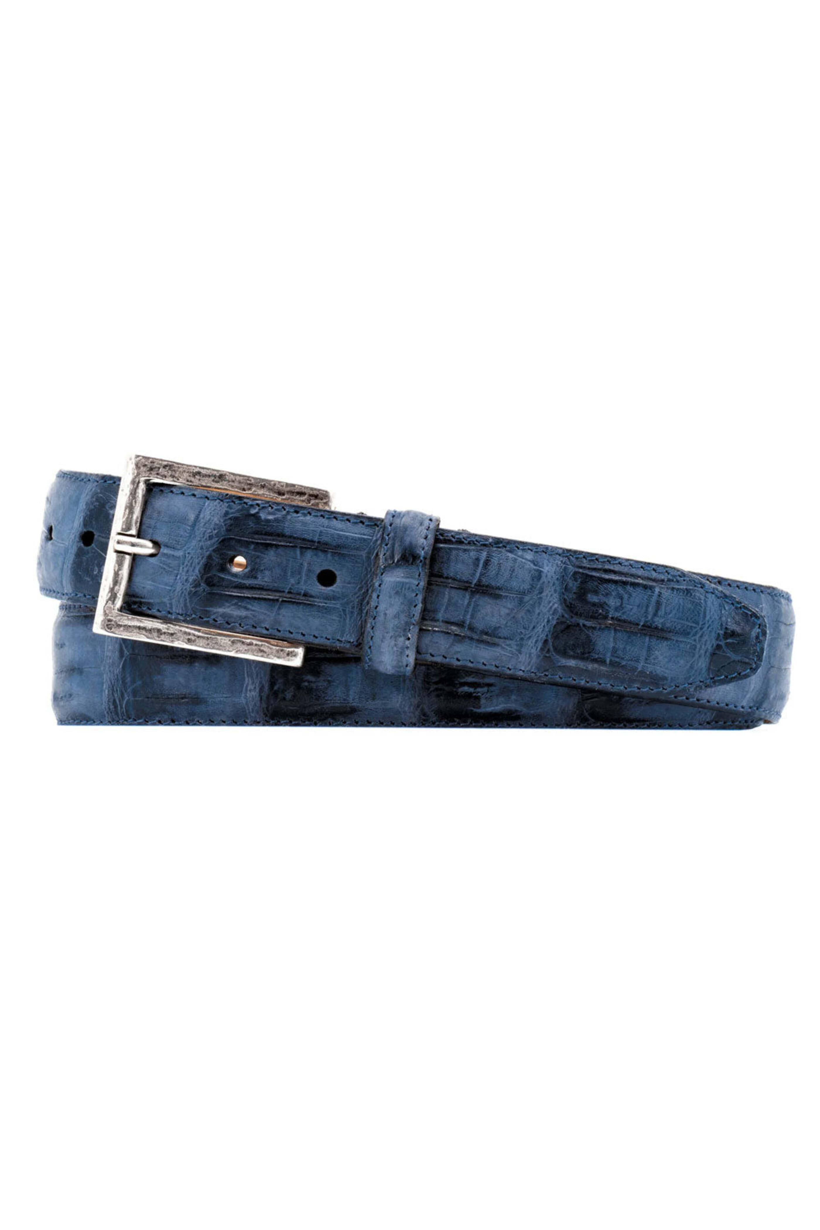 Martin Dingman - Matte Crocodile Belt in Navy