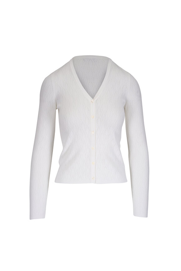 Kinross White Pointelle Knit Cardigan