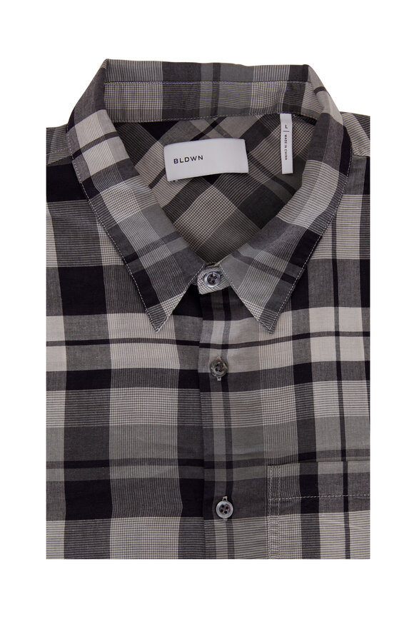 BLDWN Modern Classis Harrison Washed Black Plaid Shirt - view 1
