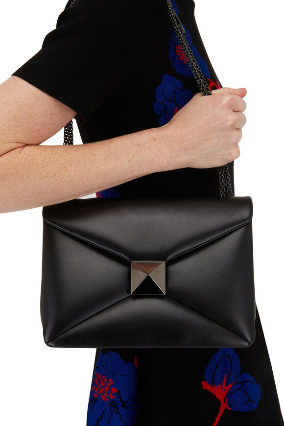 Valentino Garavani - Black Leather One Stud Shoulder Bag
