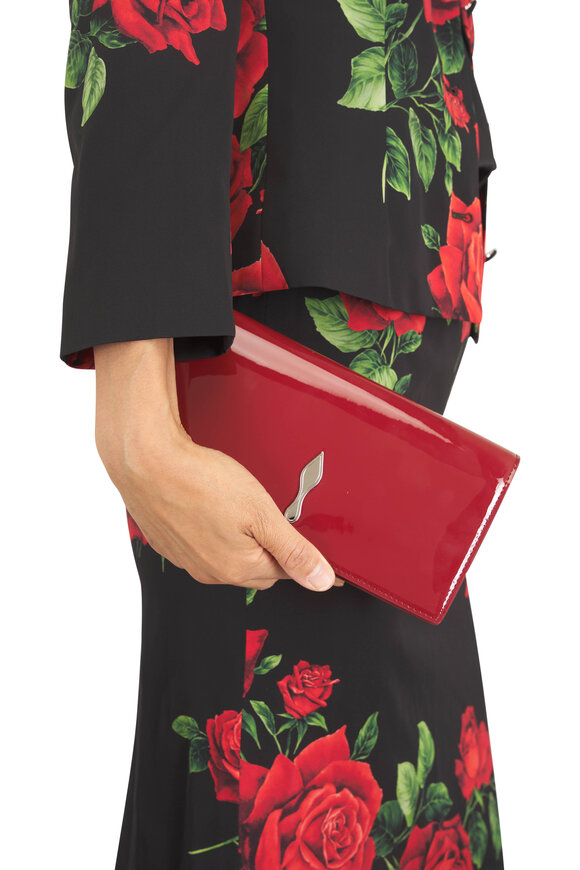 Christian Louboutin Bettina Burgundy Patent Leather Clutch - view 4