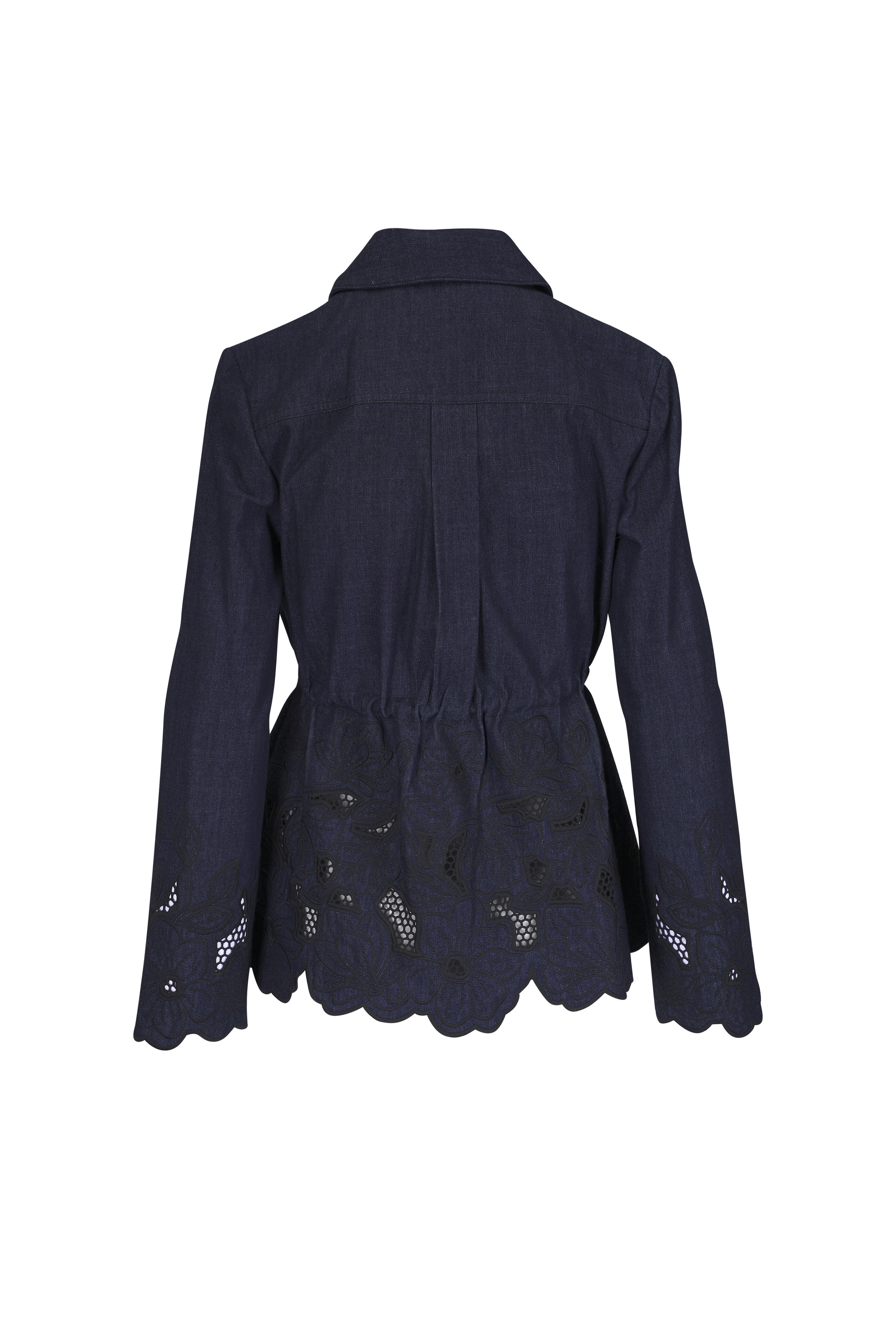 Veronica Beard - Kiki Eyelet Indigo Chambray Cinched Field Jacket