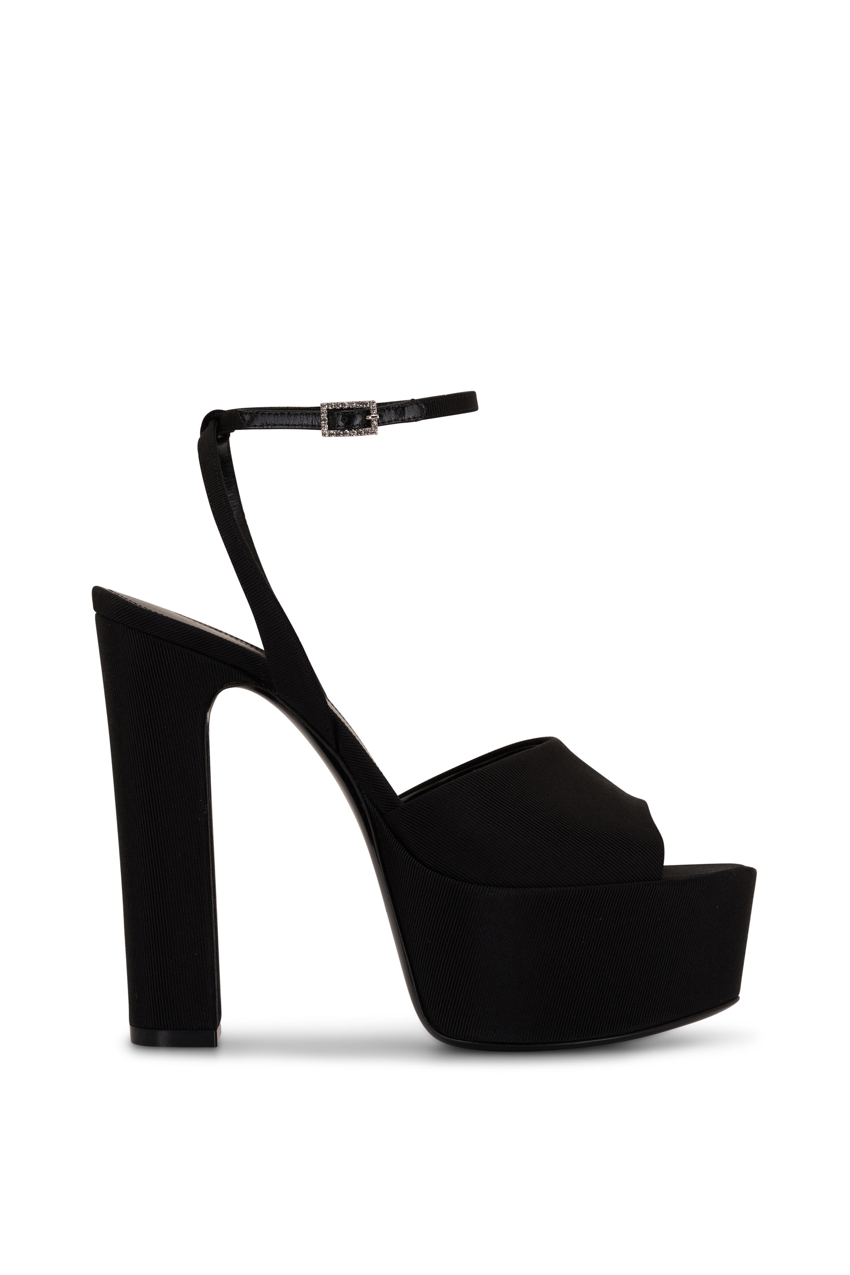 Saint Laurent - Penelope Black Grosgrain Platform Sandal