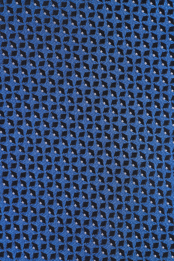 Zegna Light Avio Blue Geometric Silk Jacquard Necktie - view 2