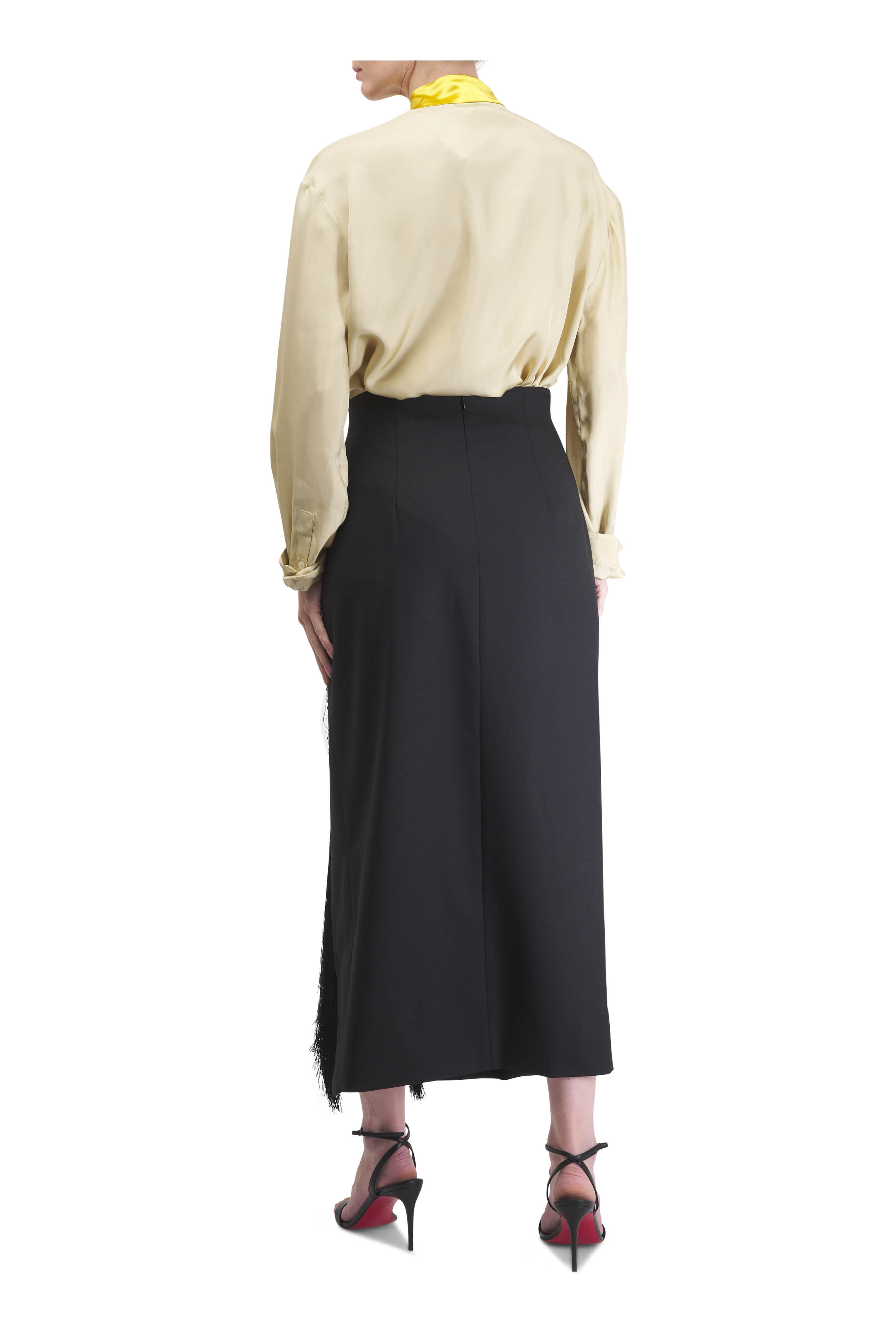 Lela Rose - Black Fringe Detail Pencil Skirt