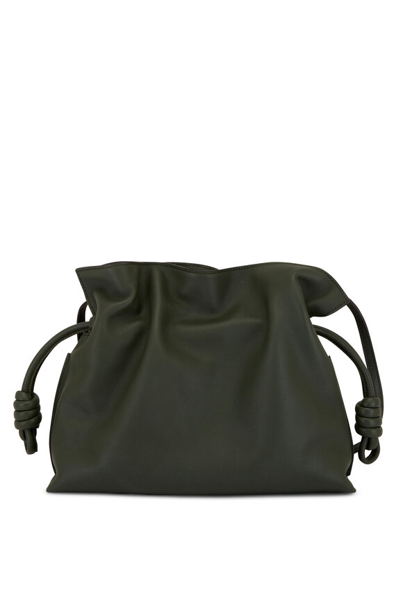 Loewe - Flamenco Vintage Khaki Green Leather Clutch