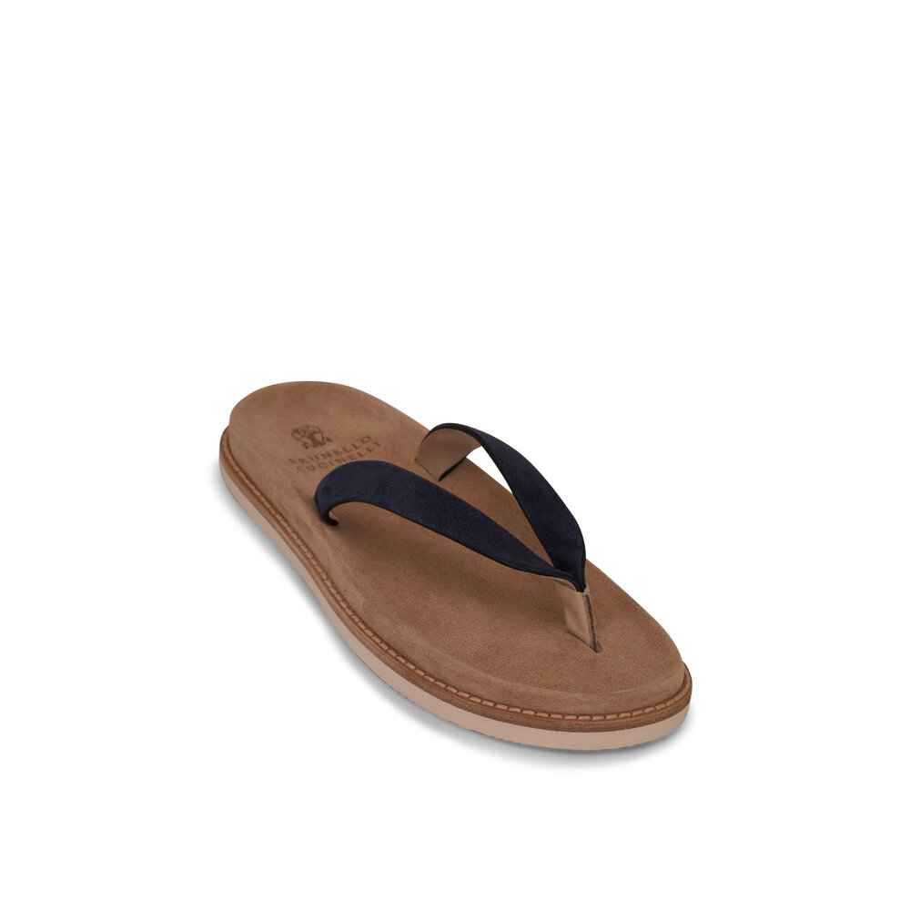 【関税&送料込】Brunello Cucinelli Flip Flop Brunello Cucinelli - Nubuck Flip Flops - Neutrals Brunello