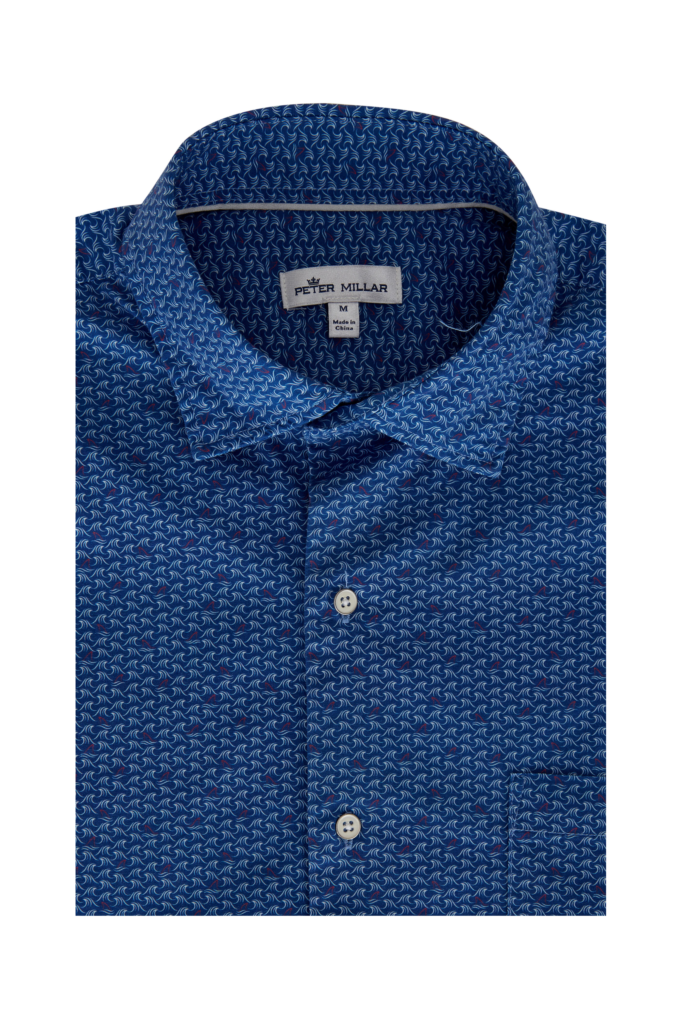 Peter Millar - Ocean Blue Waves & Fins Short Sleeve Sport Shirt