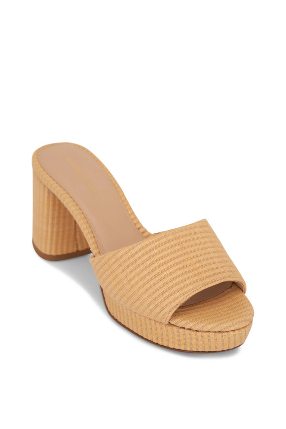 Veronica Beard Dali Natural Block-Heel Platform Sandal, 70mm