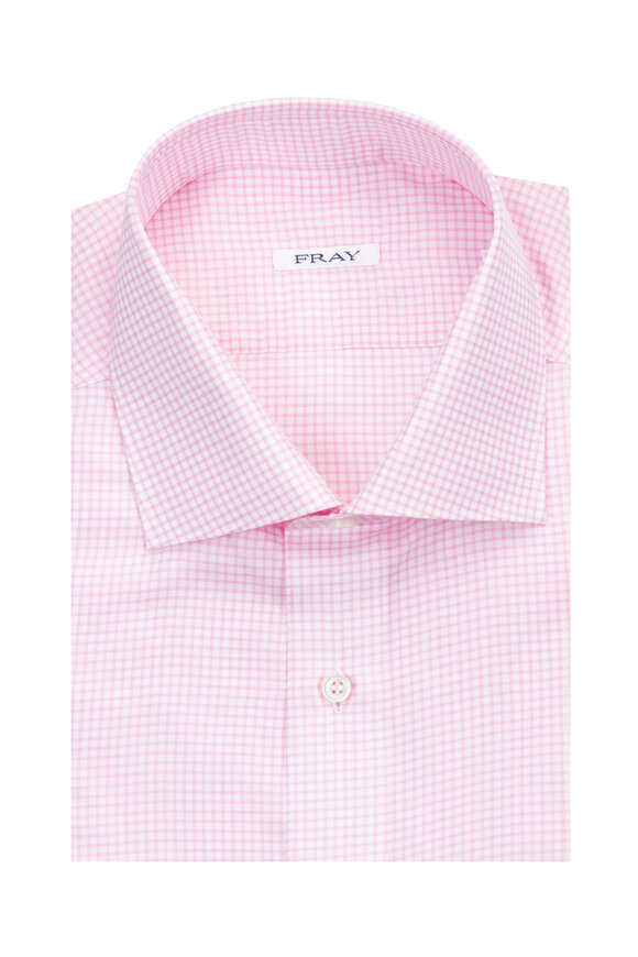 Fray Pink Check Cotton Dress Shirt - view 1