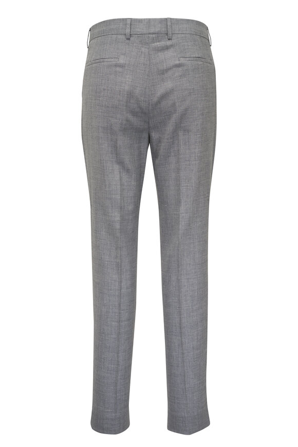 Brunello Cucinelli Gray Fancy Solid Wool, Silk & Linen Suit Pant - view 4