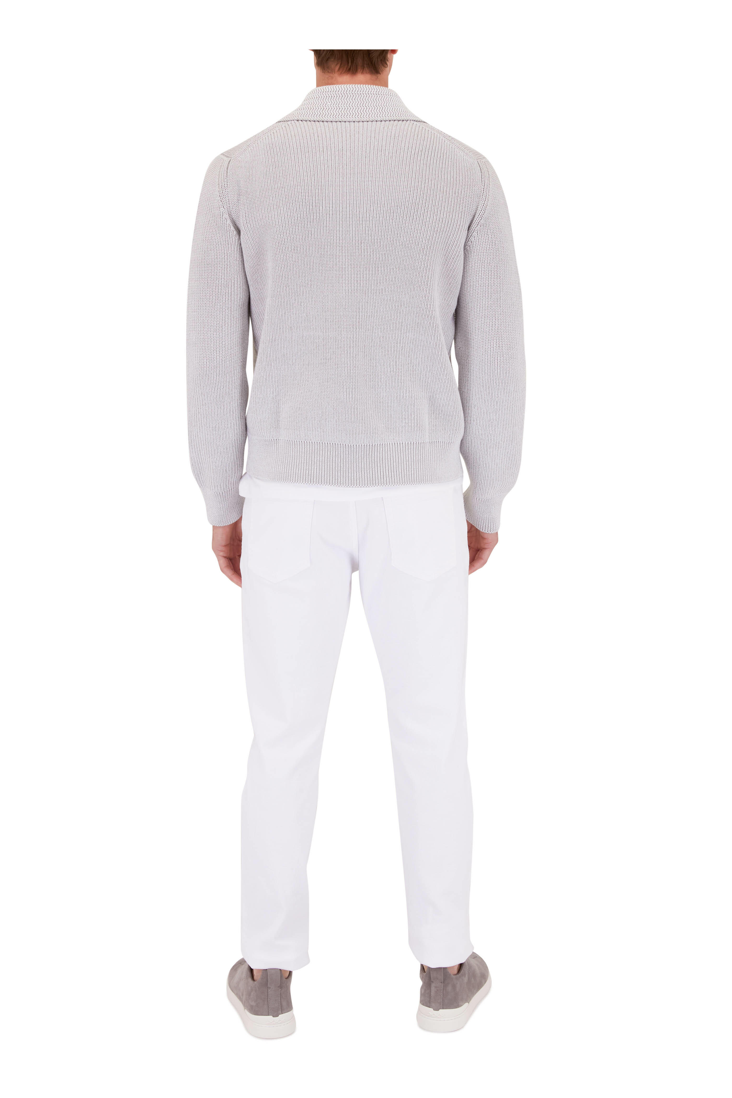 Zegna - Gray Cotton & Silk Cardigan ` | Mitchell Stores