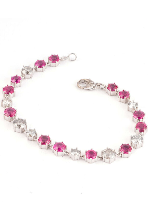 Sylva & Cie Ruby and Grey Diamond Tennis Bracelet - view 1