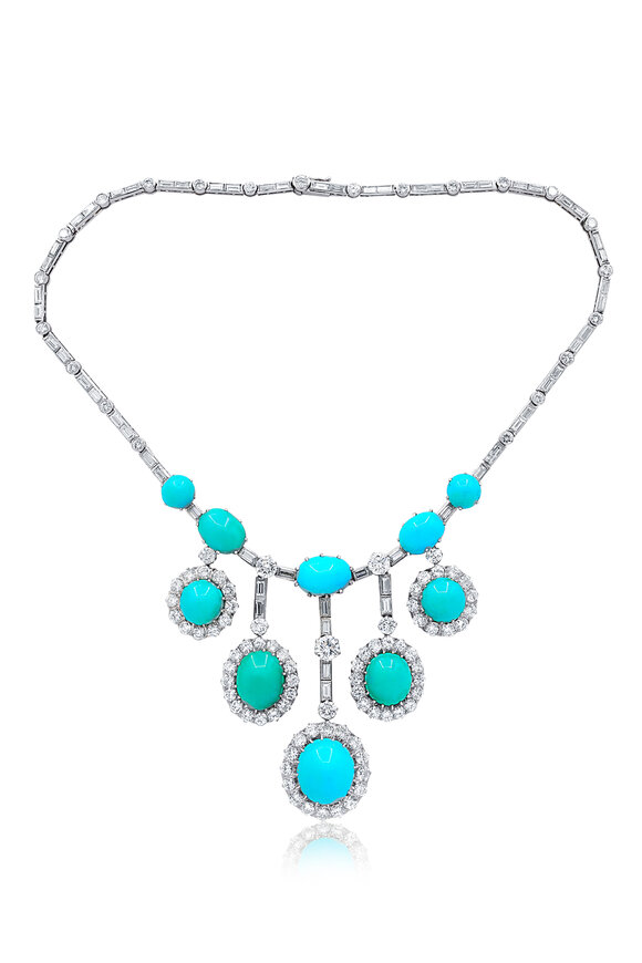 Diana M Jewels Platinum Turquoise & Diamond Necklace - view 1