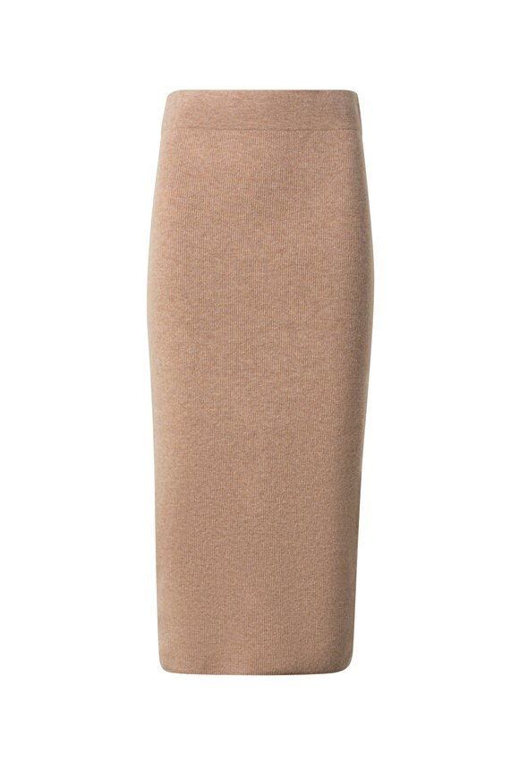 Akris Punto - Caramel Wool & Cashmere Ribbed Knit Midi Skirt