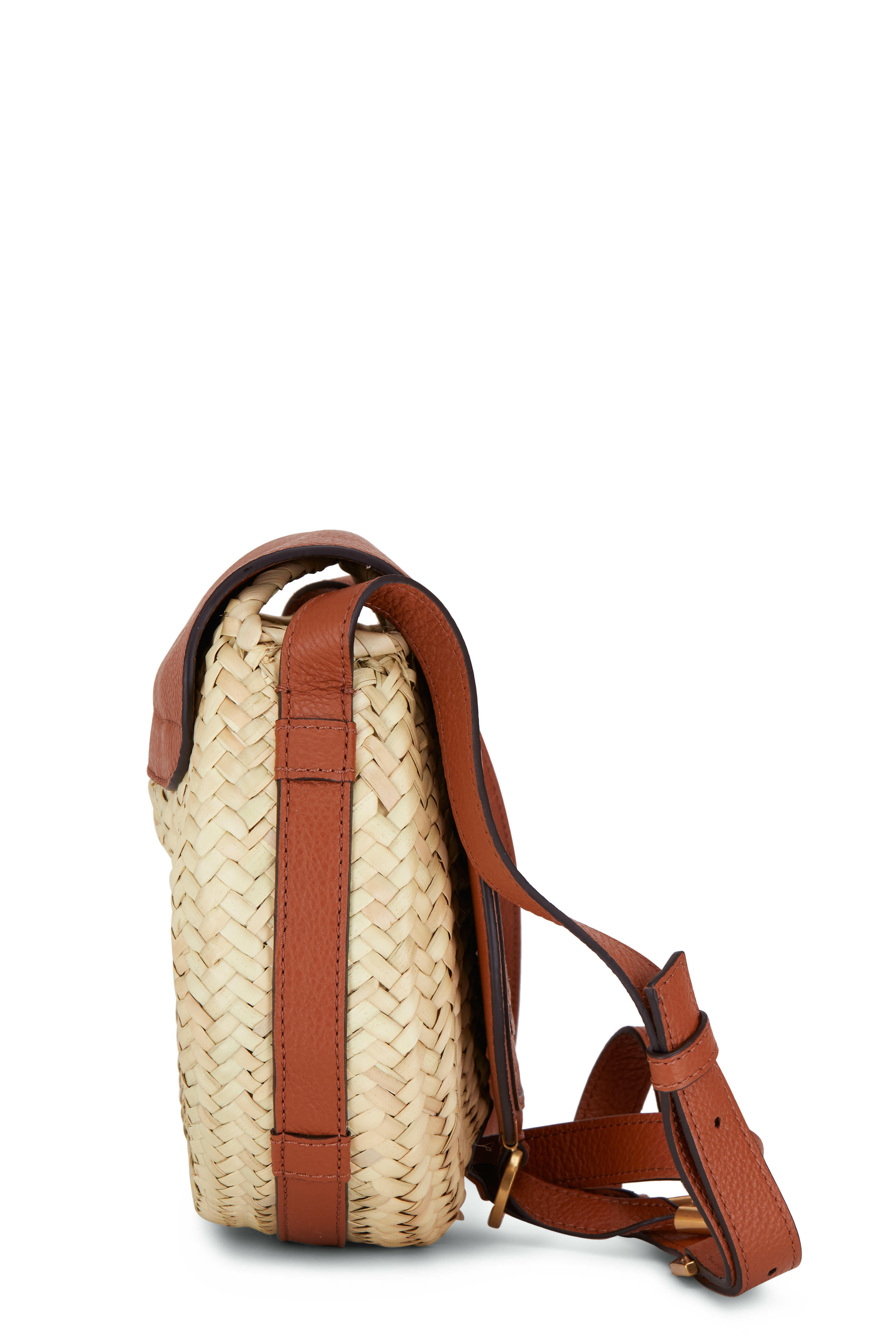 Chloé - Marcie Tan & Raffia Small Crossbody Basket Bag