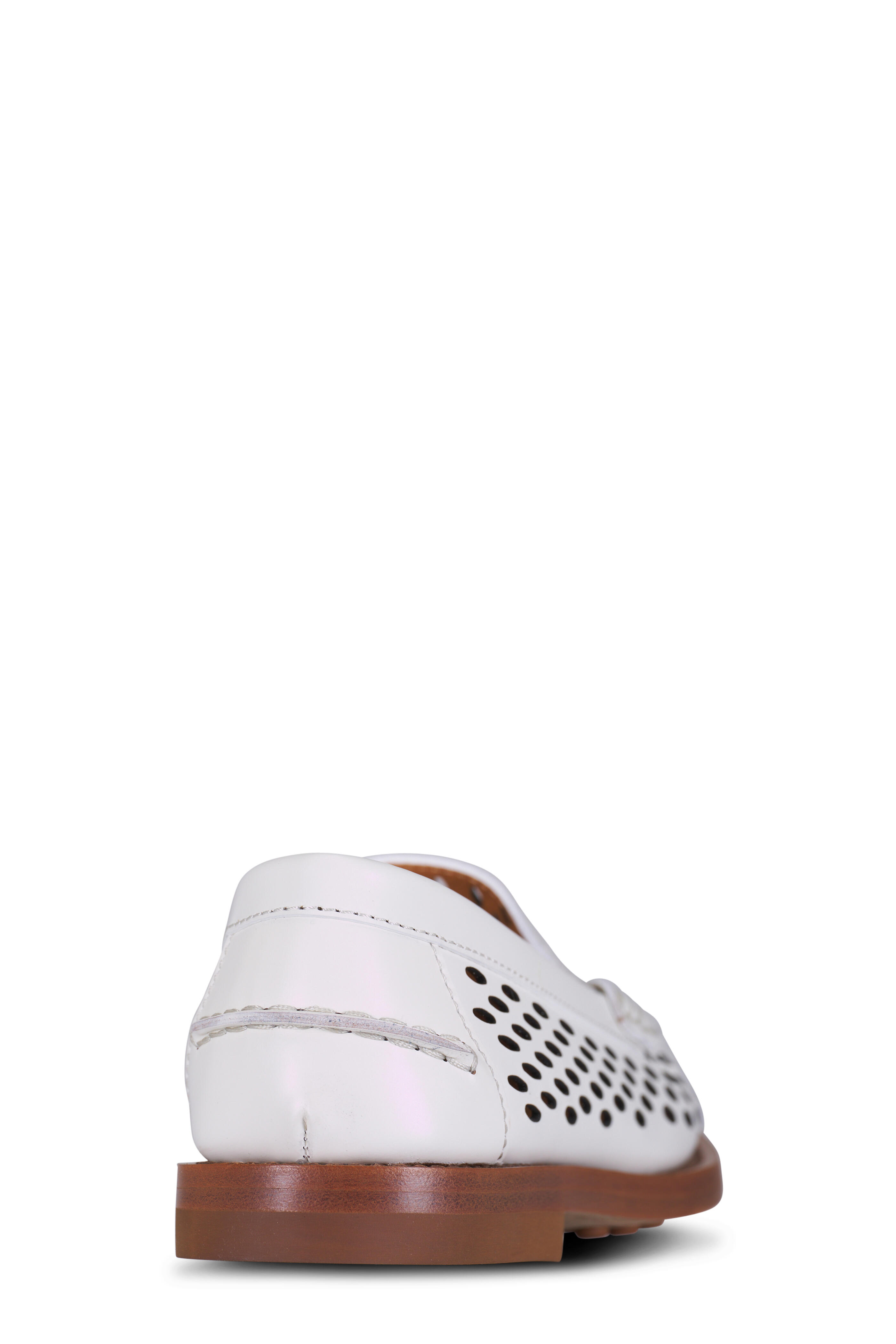 Tod's - White Laser-Cut Leather Penny Loafer | Mitchell Stores