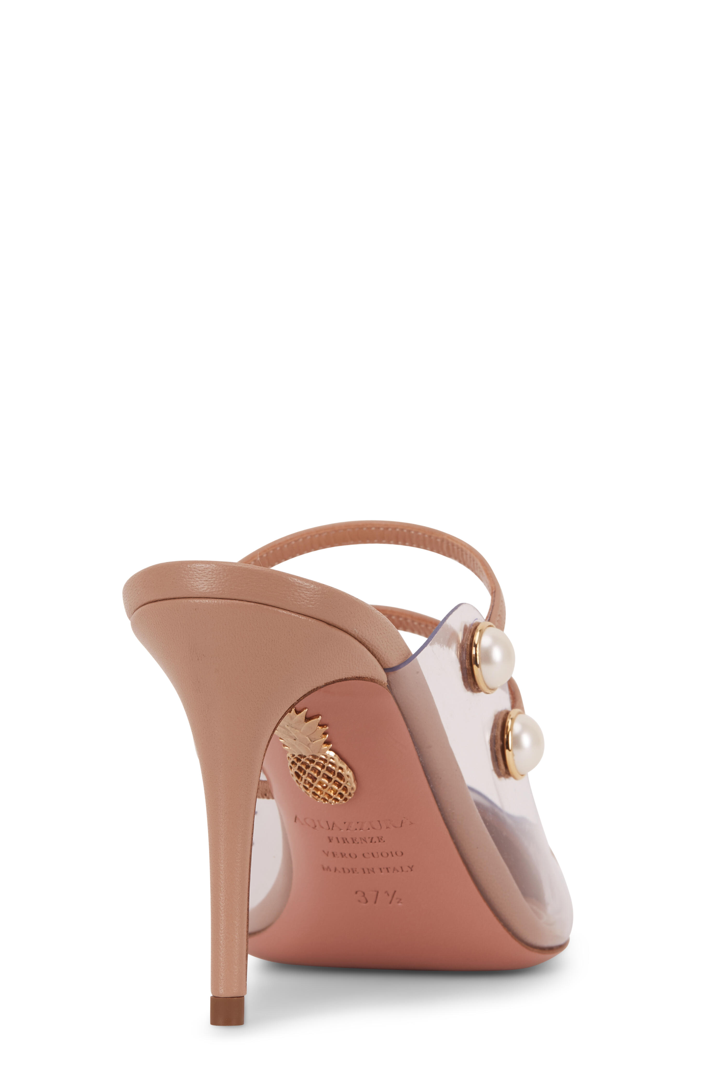 Aquazzura - Oz New Nude Nappa & PVC Mule, 85mm | Mitchell Stores