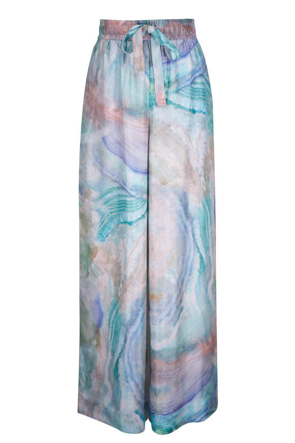 ZIMMERMANN Illustration Track Pant シルク ワイド パンツ ZIMMERMANN Illustration Track Pants | Neutrals | FARFETCH
