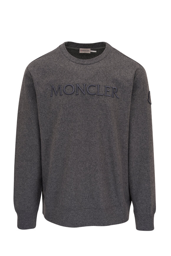 Moncler - Dark Gray Embroidered Logo Wool Blend Sweatshirt 