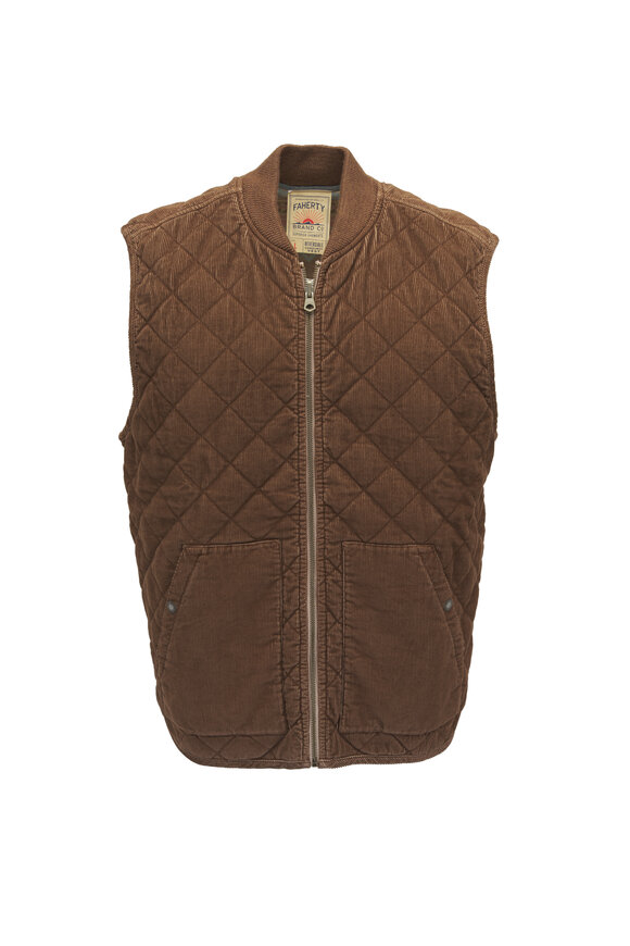 Faherty Brand Reversible Corduroy Brown Full Zip Vest