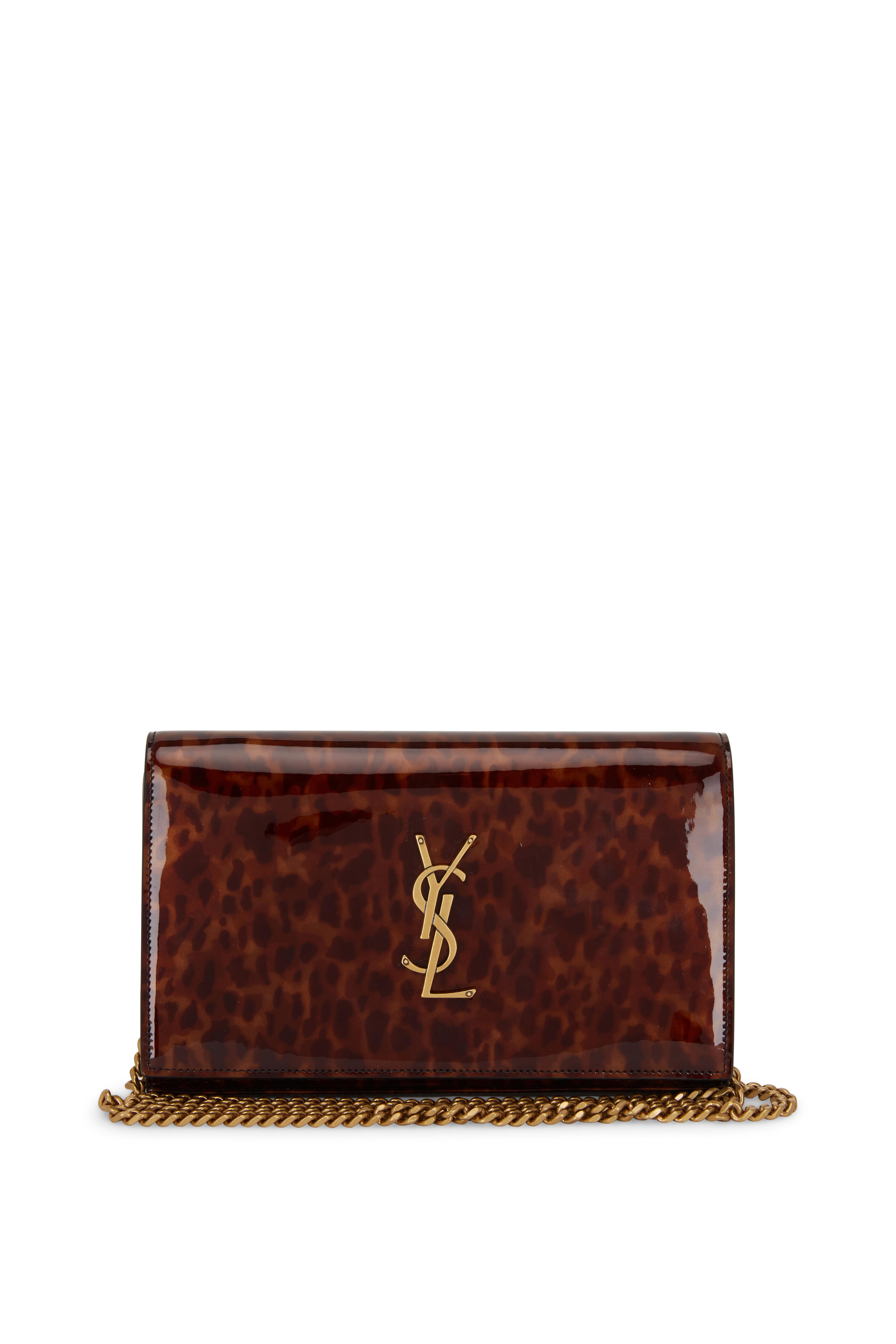 Yves Saint Laurent Leopard Print Pony Hair Envelope Clutch