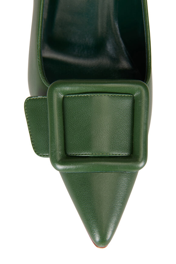 Manolo Blahnik Maysale Dark Green Leather Pump, 50mm - view 4