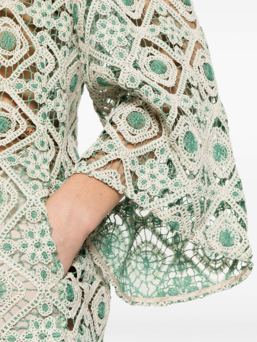 La Double J - The Kaftan Cream Agua Macrame Mini Dress