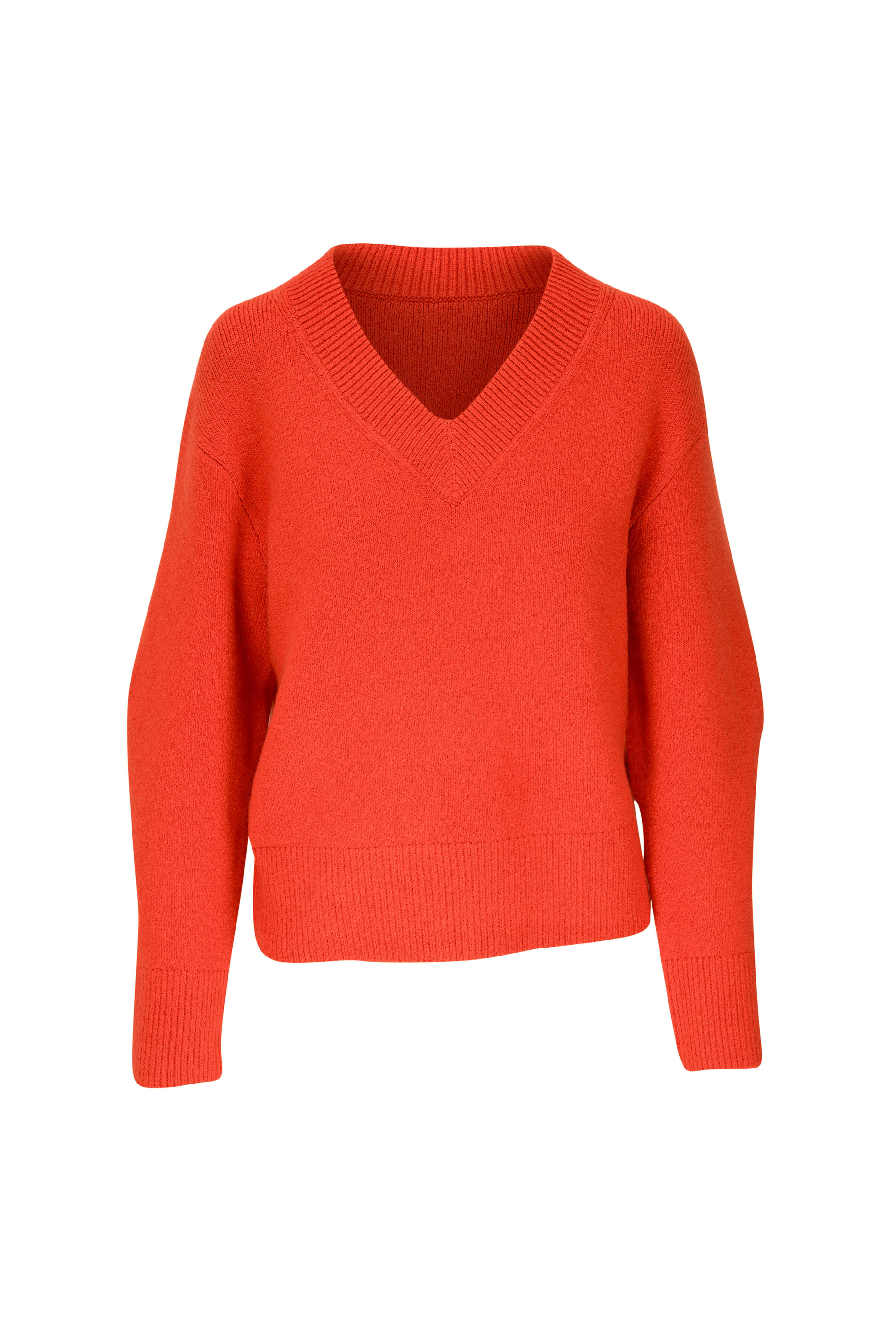 Vince - Vermillion Wool & Cashmere V-Neck Sweater