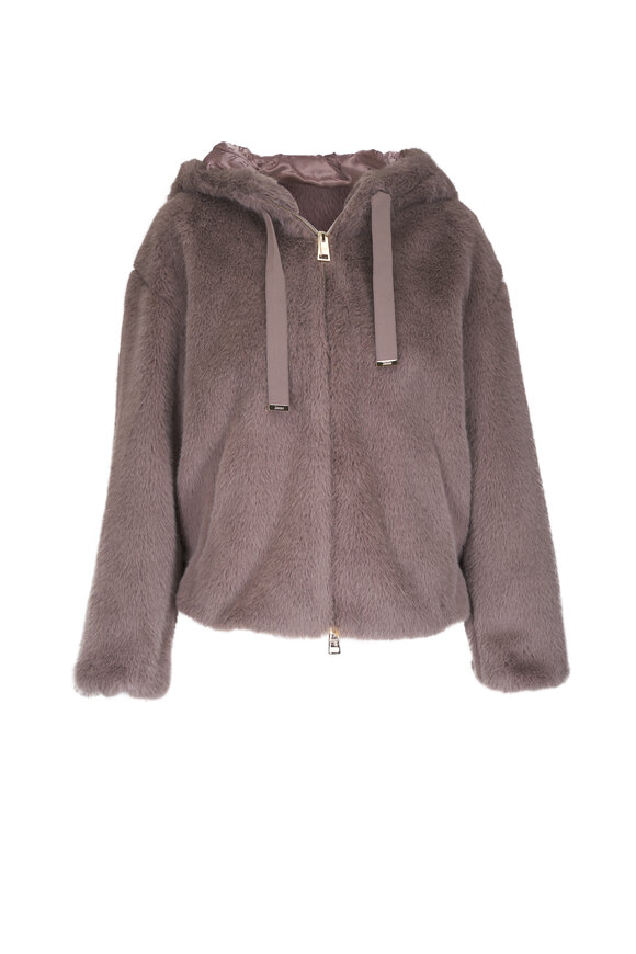 Herno Brown Faux Fur Hooded Jacket