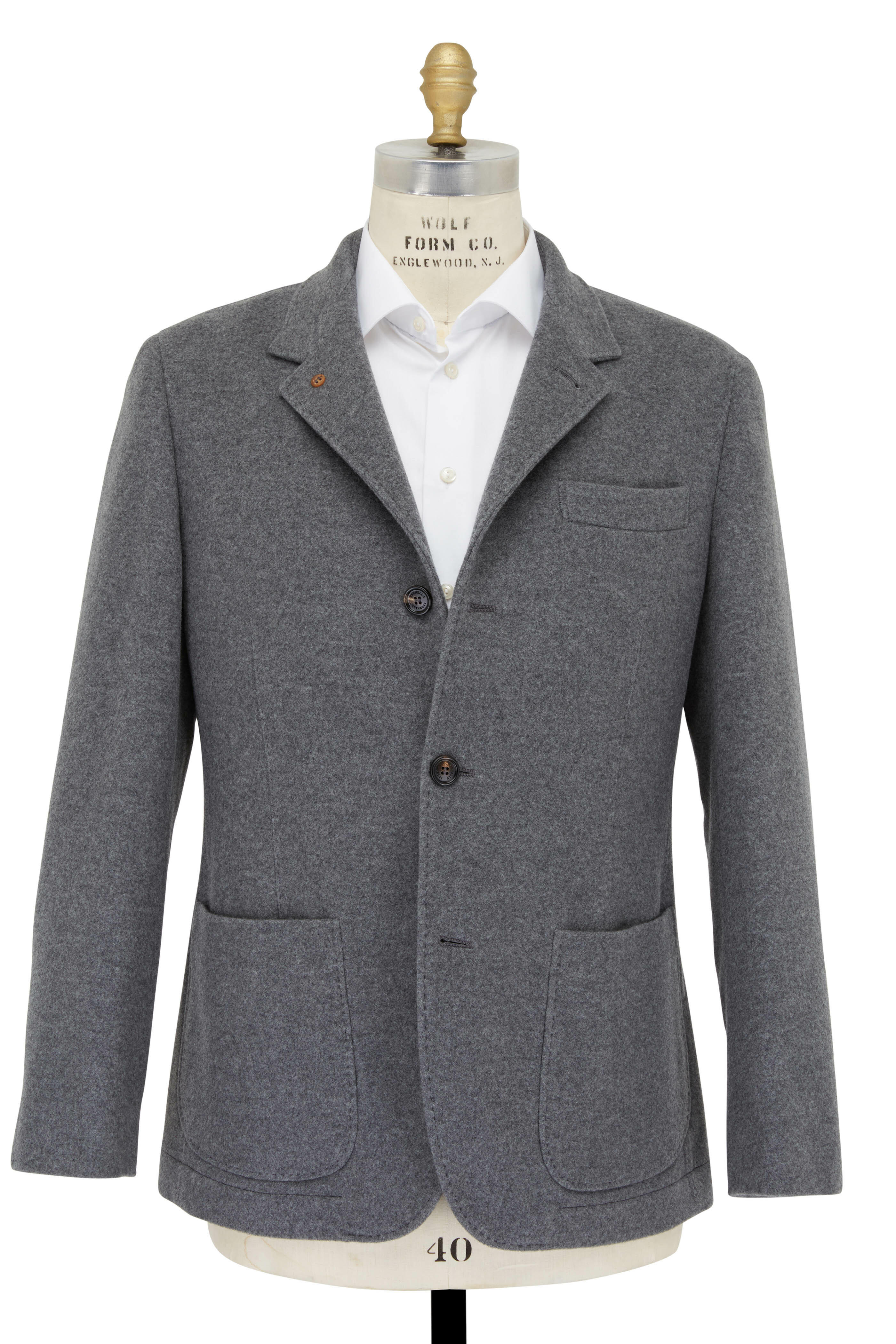 Brunello Cucinelli - Gray Solid Cashmere Coat | Mitchell Stores