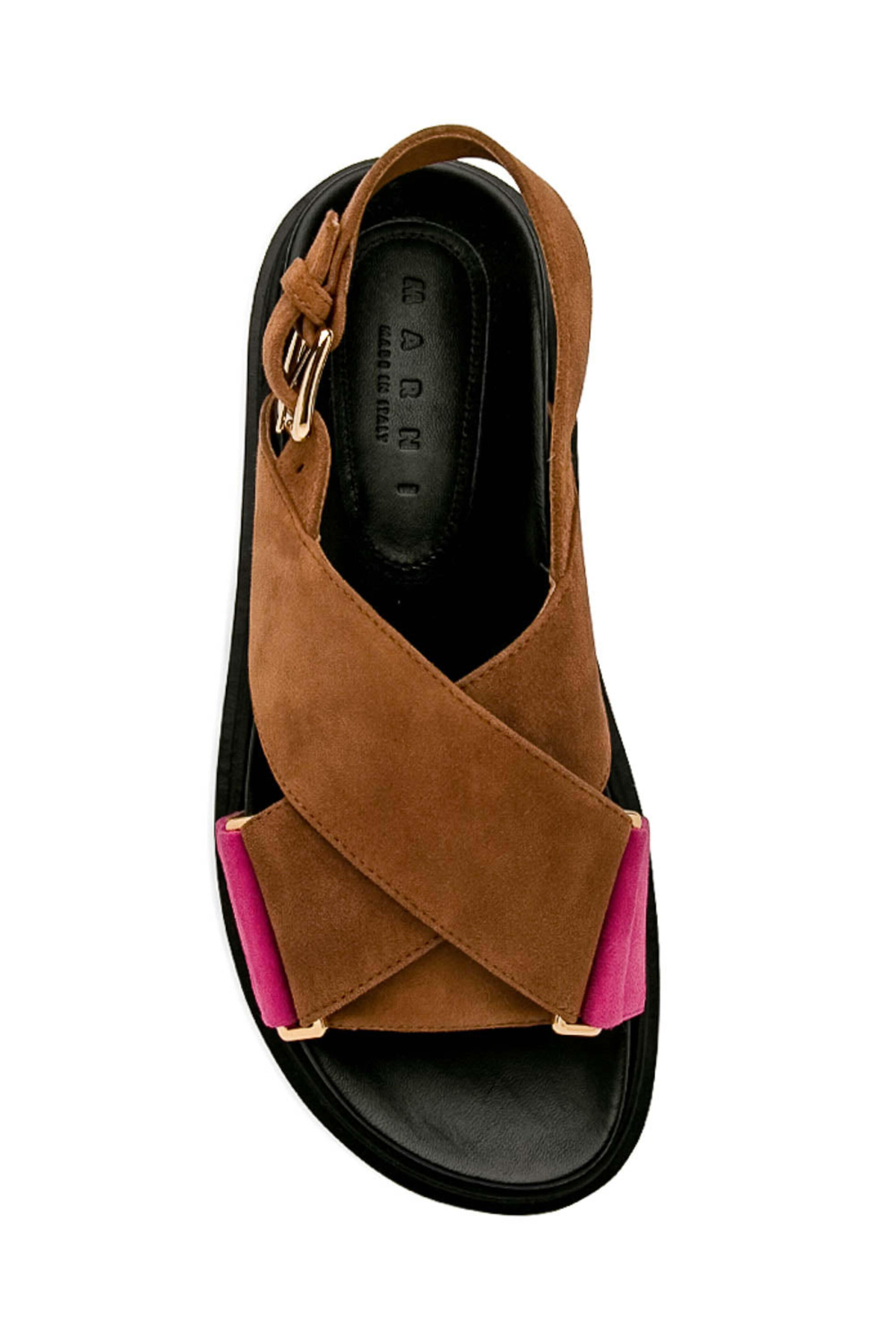 Marni - Brown and Fuchsia Crisscross Fussbett Sandal