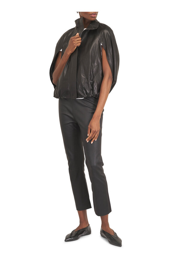 Simkhai Jada Black Leather Cape Jacket - view 2