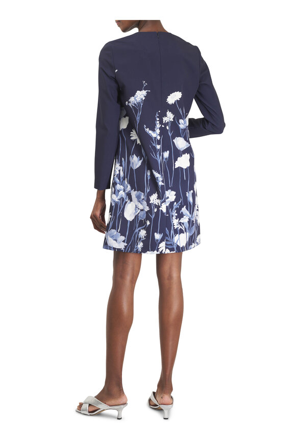 Lela Rose Kelly Navy Multi Floral Crepe Dress - view 4