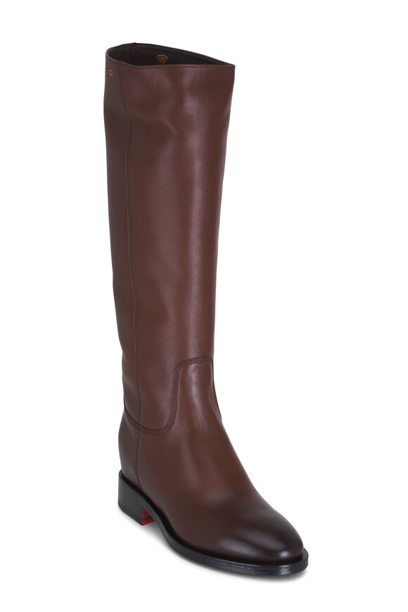 Santoni Favours Brown Leather Tall Riding Boot 