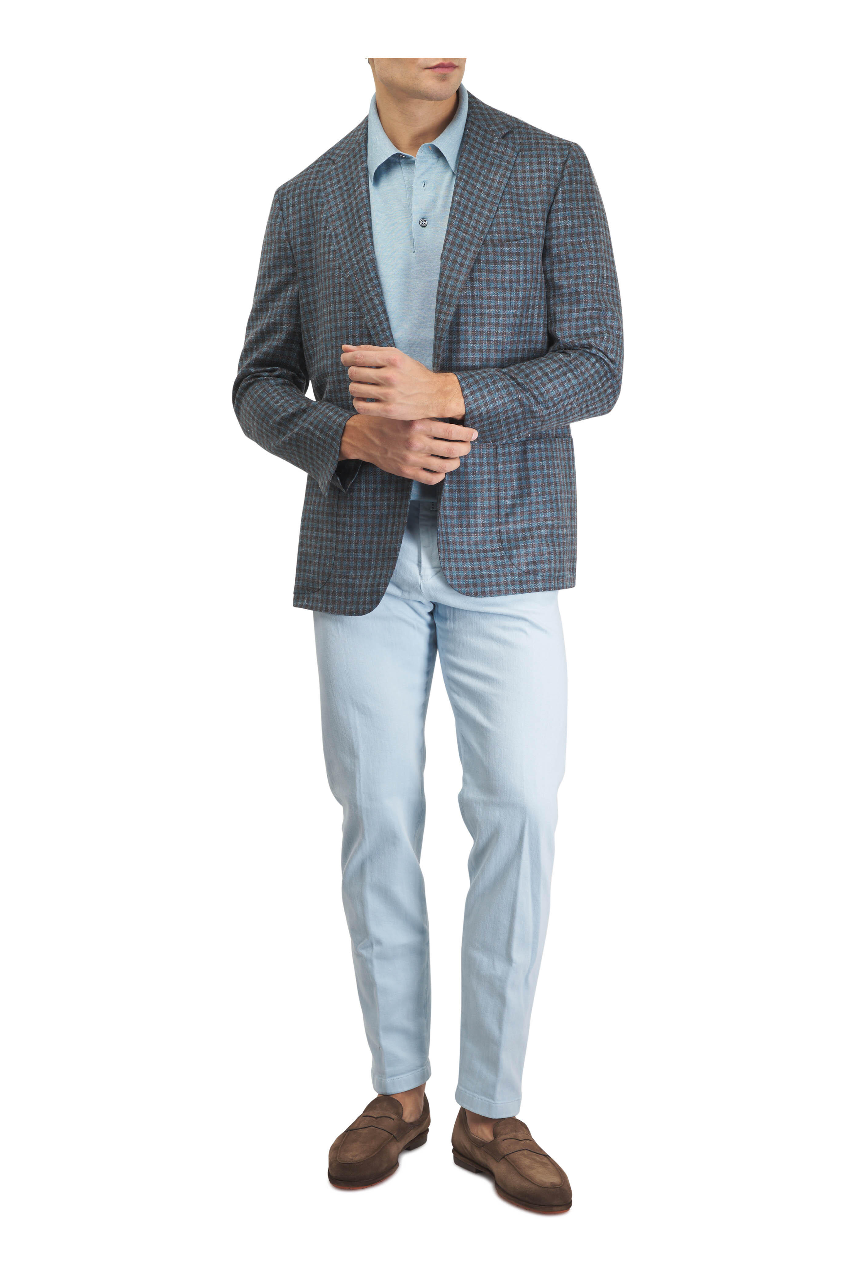 Kiton - Light Blue Stretch Cotton Denim Pant