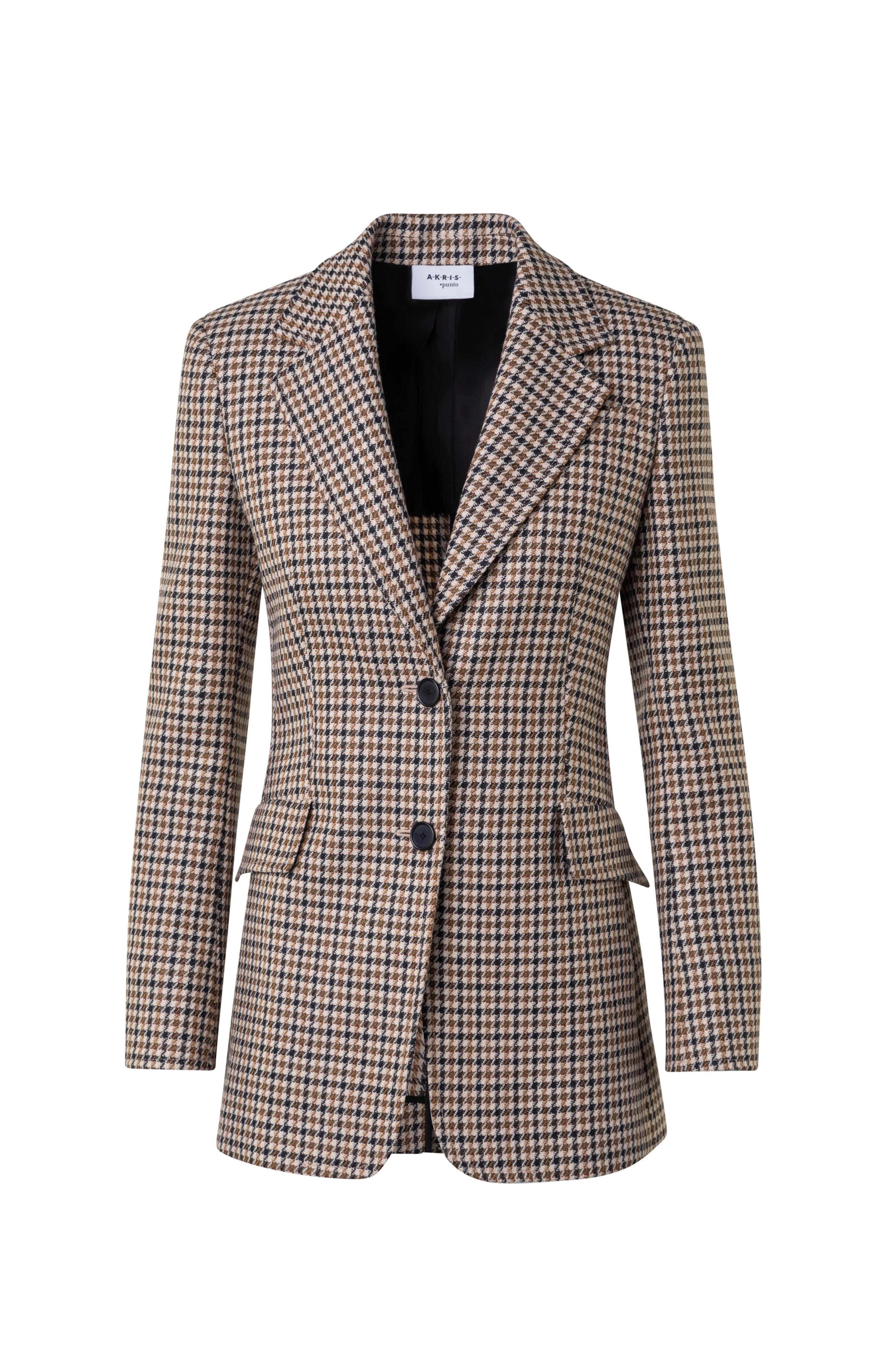 Akris Punto - Brown & Black Houndstooth Wool Boyfriend Blazer