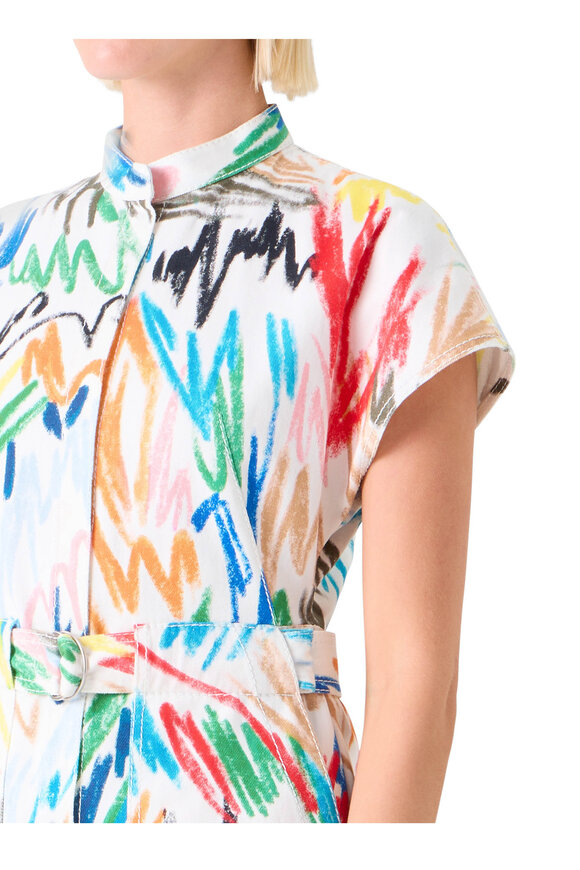Akris Punto White Multi Scribble Denim Dress - view 5