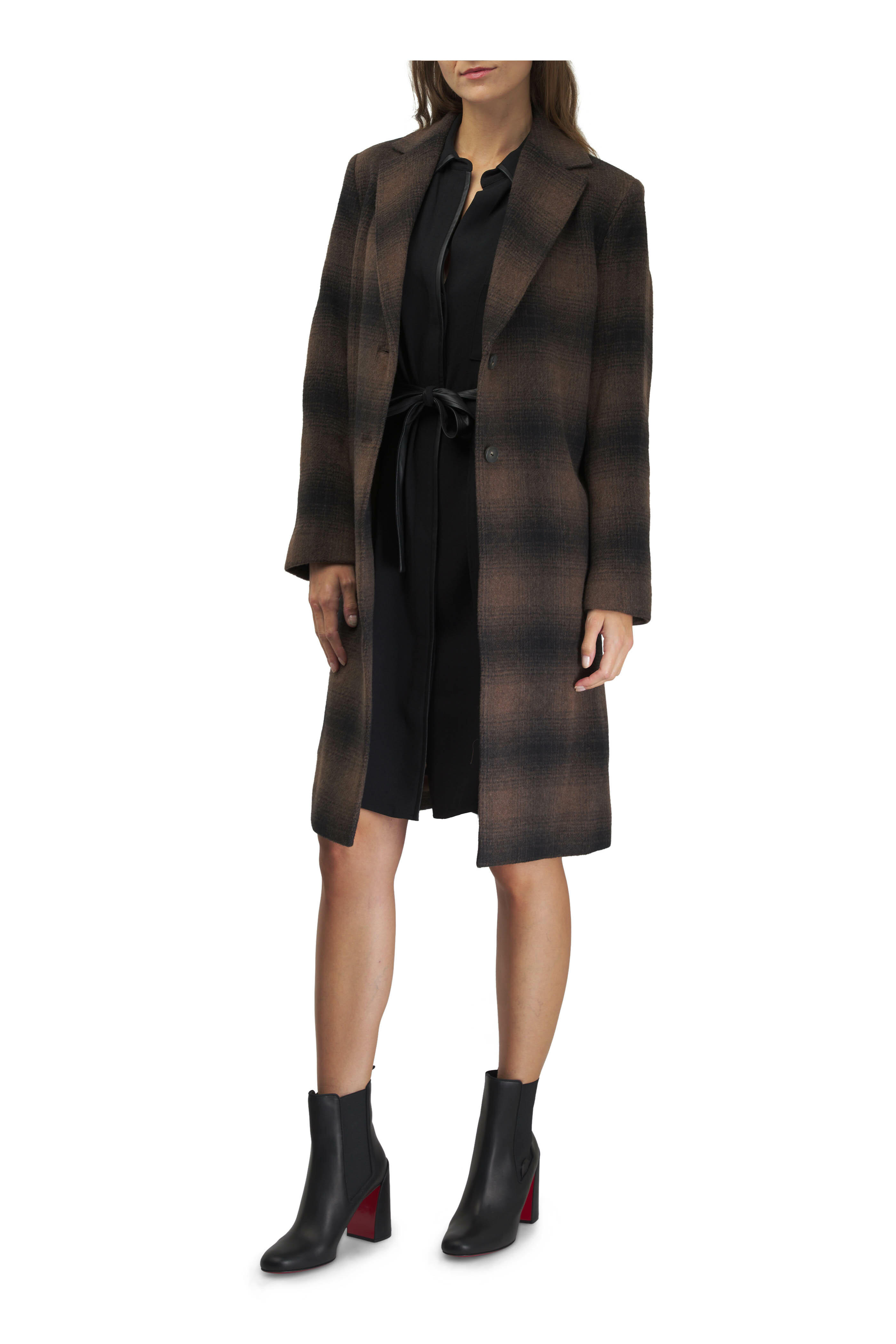 Vince - Black Faux Leather Trim Shirt Dress