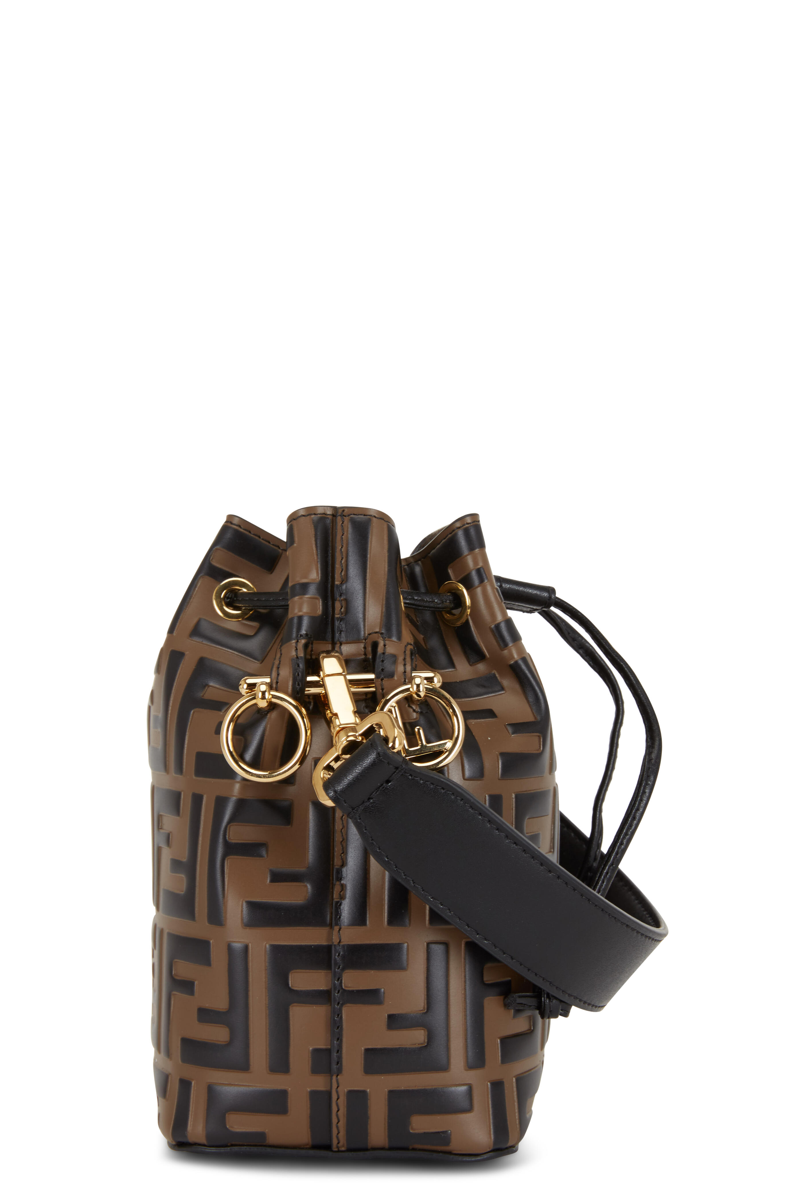 Fendi - Mon Tresor Black Logo Embossed Mini Bucket Bag