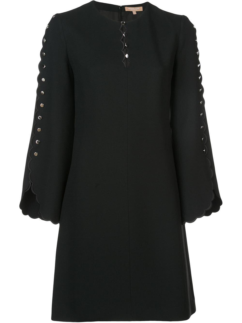 Michael Kors Collection - Black Long Sleeve Scallop Trim Dress